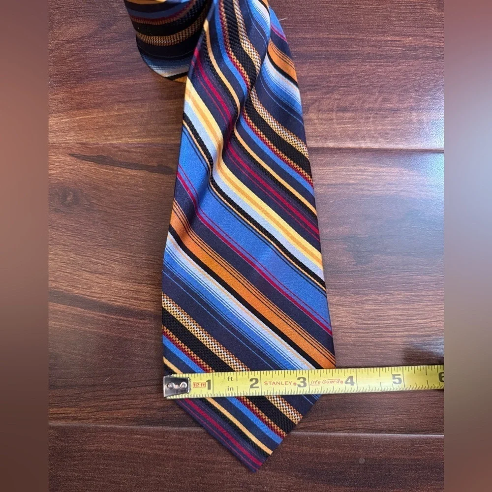 🌿END of Season SALE🌿ALTEA Milano Vibrant Silk Blue Yellow Orange Striped Tie